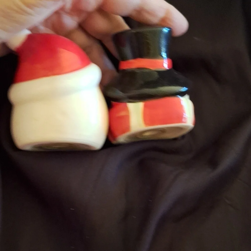 Santa and Snowman Ceramic Figurines